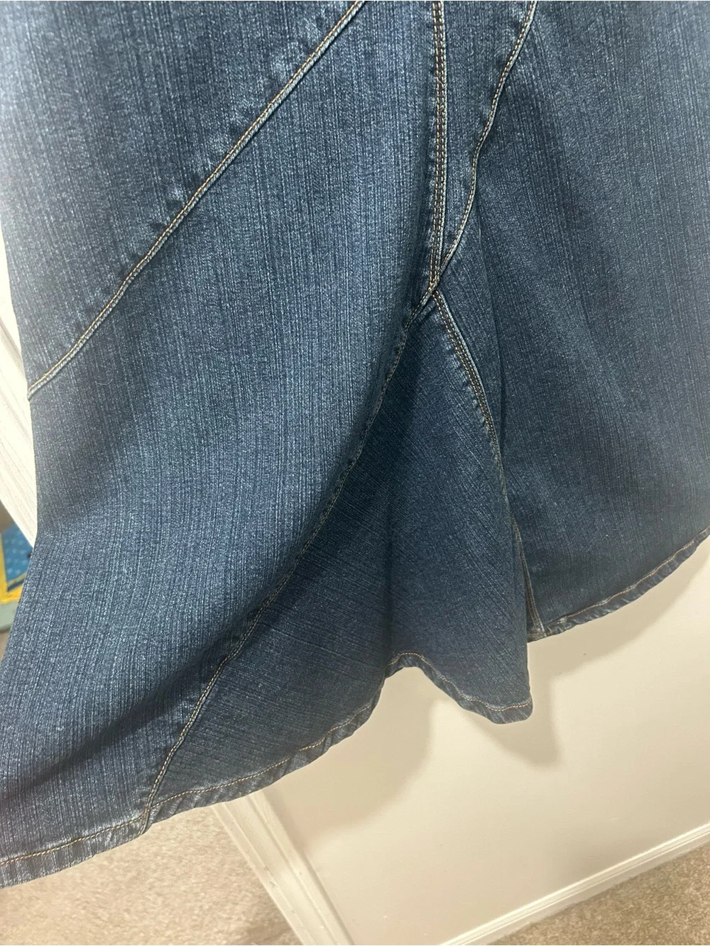 Vintage Y2K Hot Kiss Denim Maxi Jean Skirt Low Rise Mermaid Patchwork Stretch